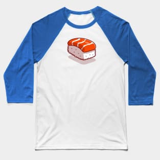 Salmon Sushi Cartoon Illustration Baseball T-Shirt